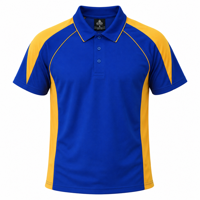 PREMIER MENS POLOS - ROYAL/GOLD