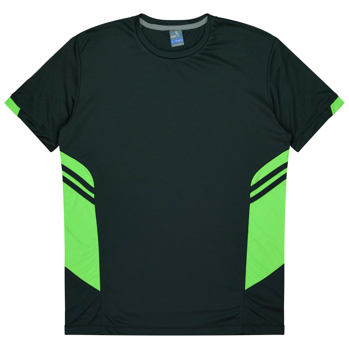 TASMAN MENS TEES - SLATE/NEON GREEN