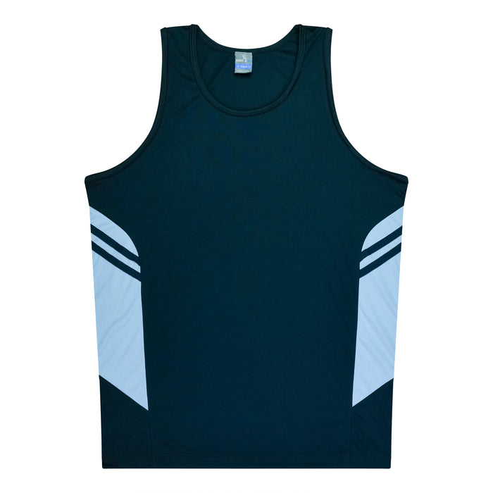 TASMAN MENS SINGLETS - NAVY/SKY