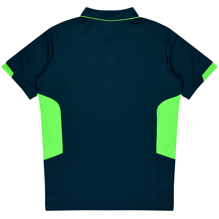 TASMAN KIDS POLOS - NAVY/NEON GREEN
