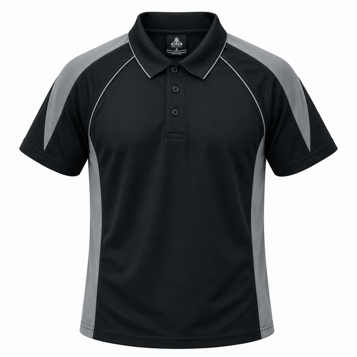 PREMIER MENS POLOS - BLACK/ASHE