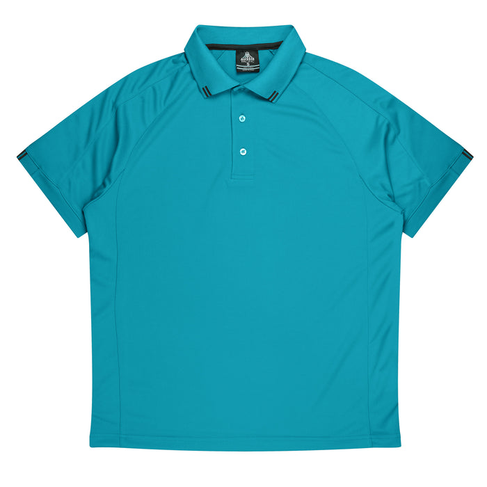FLINDERS MENS POLOS - TEAL/BLACK