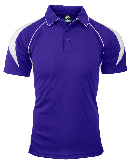 PREMIER MENS POLOS - PURPLE/WHITE