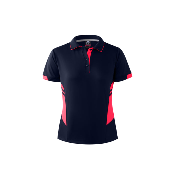 TASMAN LADY POLOS - NAVY/NEON PINK