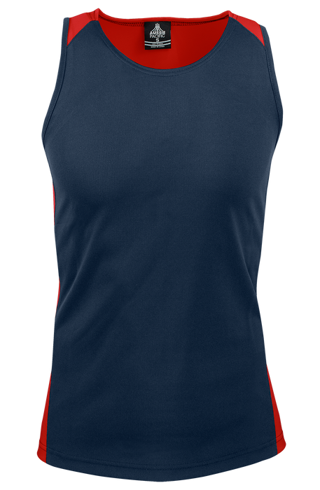 PREMIER MENS SINGLETS - NAVY/RED