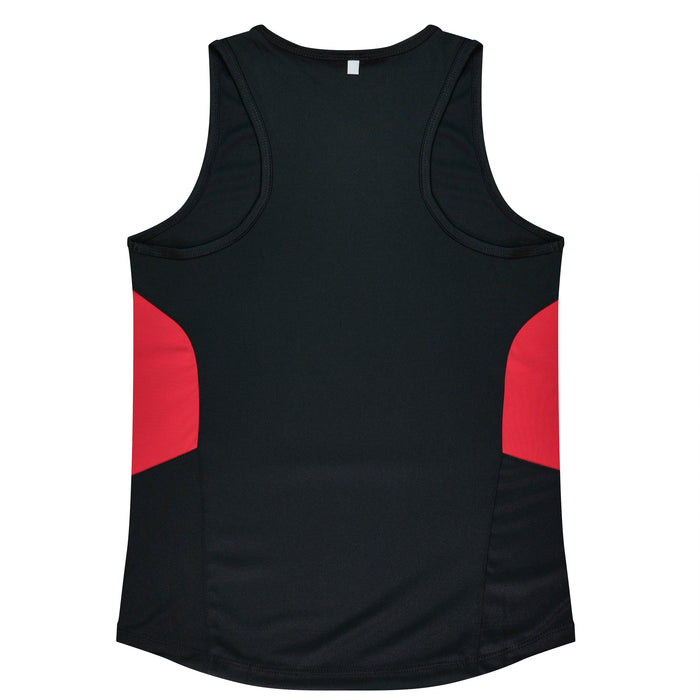 TASMAN LADY SINGLETS - BLACK/RED