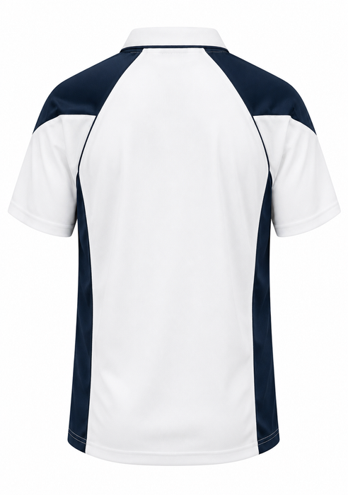 PREMIER MENS POLOS - WHITE/NAVY