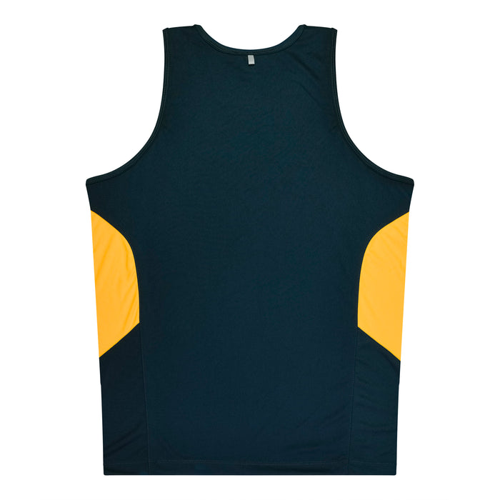 TASMAN MENS SINGLETS - NAVY/GOLD