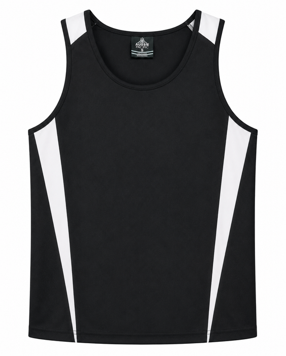 EUREKA MENS SINGLETS - BLACK/WHITE