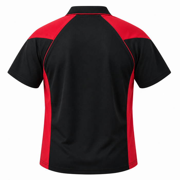 PREMIER MENS POLOS - BLACK/RED