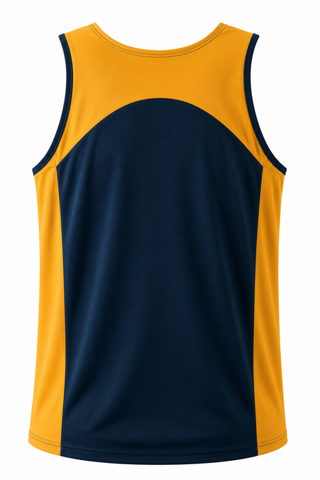 PREMIER MENS SINGLETS - NAVY/GOLD