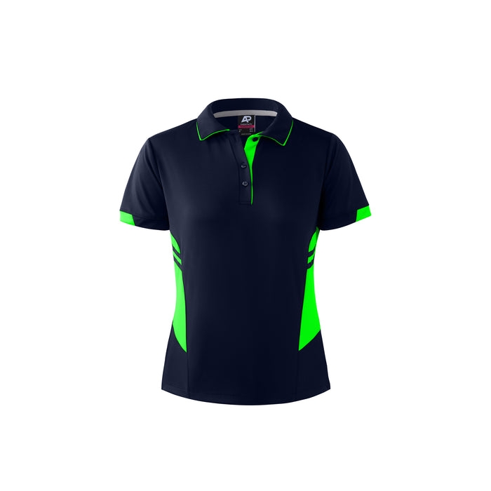 TASMAN LADY POLOS - NAVY/NEON GREEN