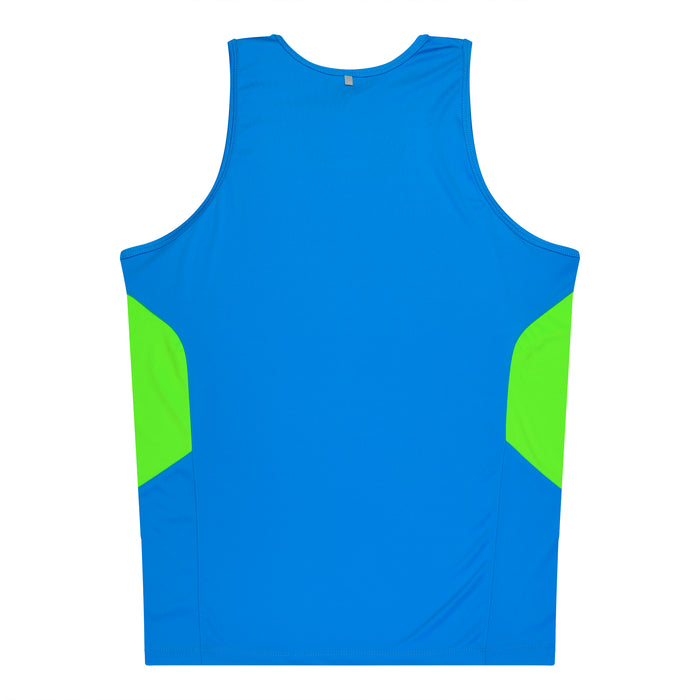 TASMAN KIDS SINGLETS - CYAN/NEON GREEN