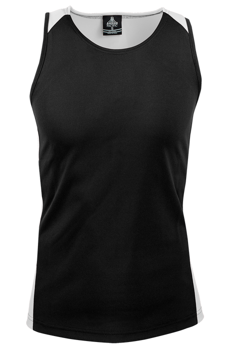 PREMIER MENS SINGLETS - BLACK/WHITE