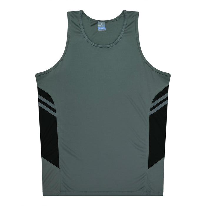 TASMAN MENS SINGLETS - ASHE/BLACK