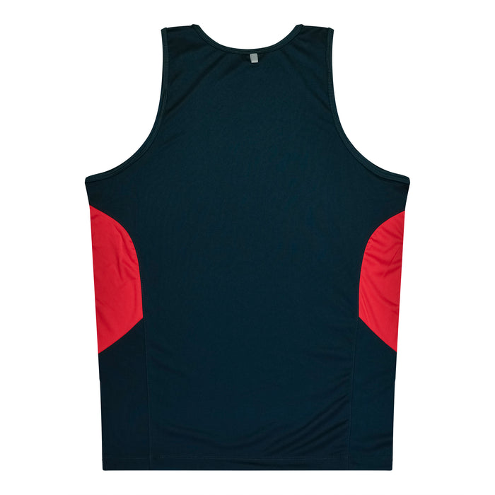 TASMAN MENS SINGLETS - NAVY/RED