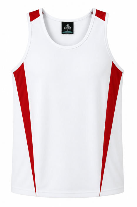 EUREKA MENS SINGLETS - WHITE/RED