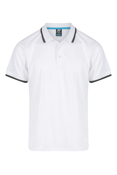 PORTSEA MENS POLOS - WHITE/SLATE