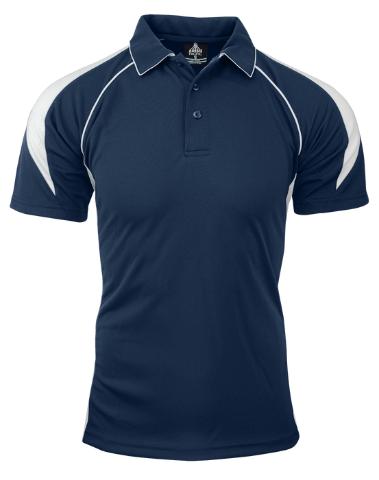 PREMIER MENS POLOS - NAVY/WHITE