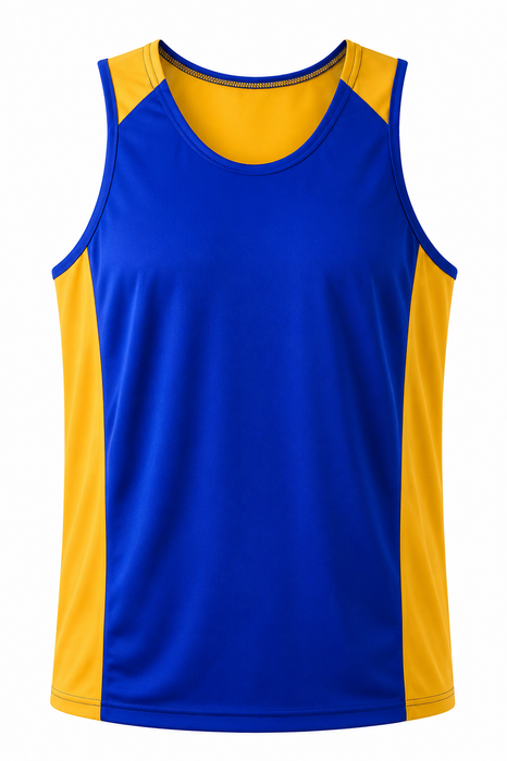 PREMIER MENS SINGLETS - ROYAL/GOLD