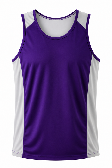 PREMIER MENS SINGLETS - PURPLE/WHITE