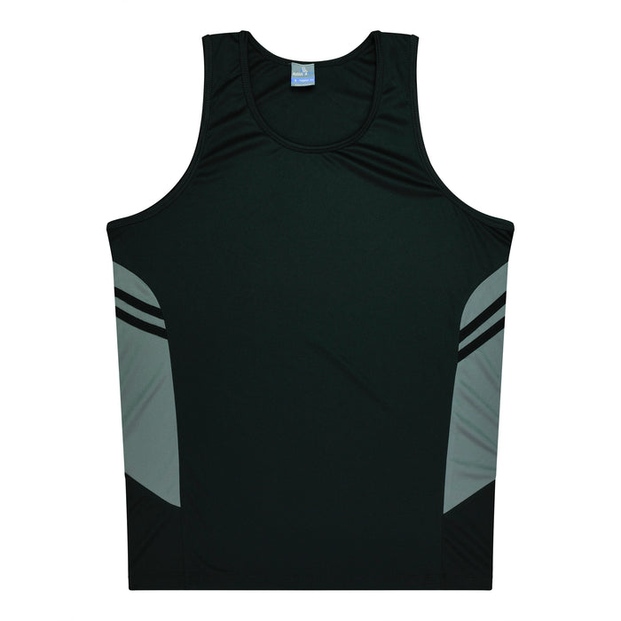 TASMAN MENS SINGLETS - BLACK/ASHE