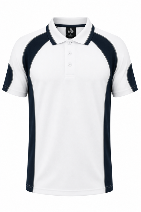 MURRAY MENS POLOS - WHITE/NAVY