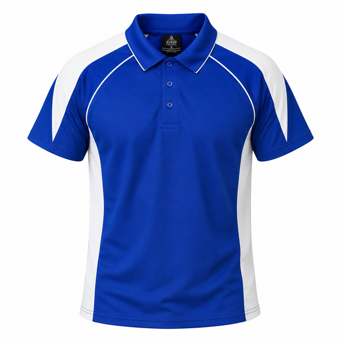 PREMIER MENS POLOS - ROYAL/WHITE