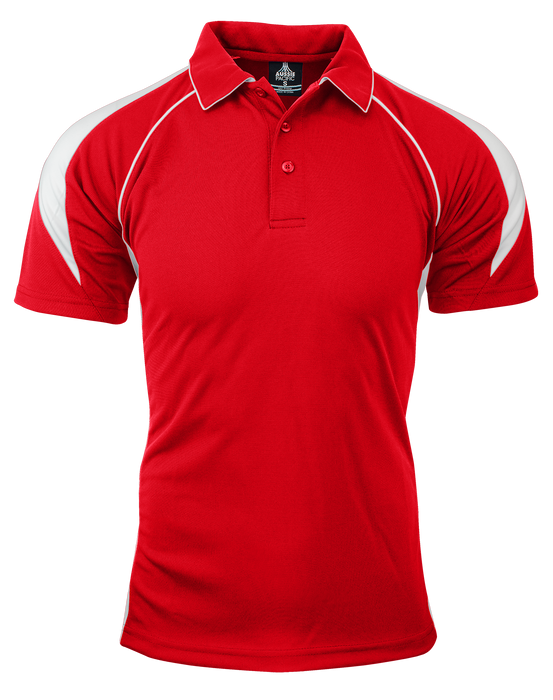 PREMIER MENS POLOS - RED/WHITE