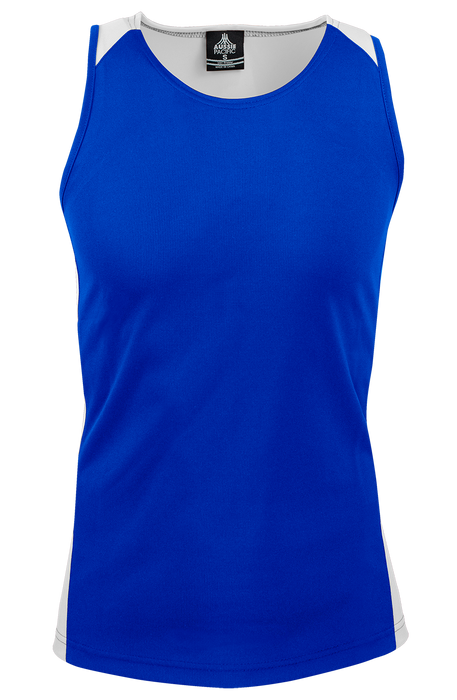 PREMIER MENS SINGLETS - ROYAL/WHITE