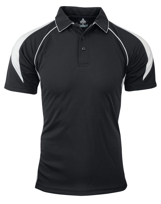 PREMIER MENS POLOS - BLACK/WHITE