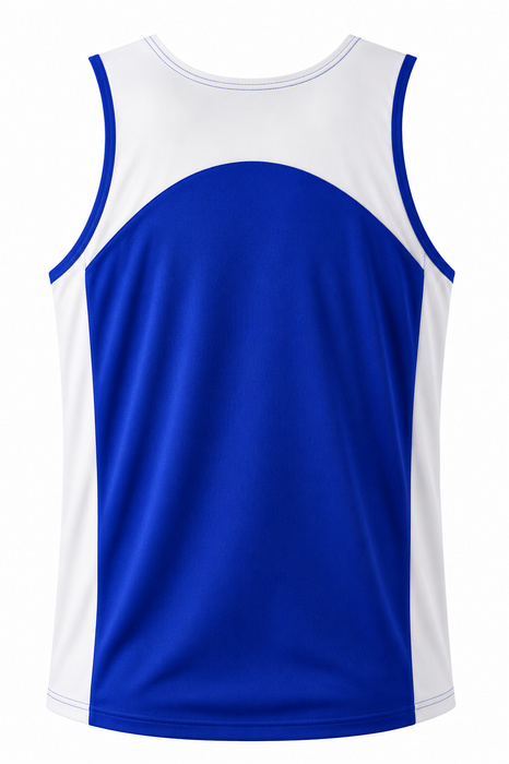 PREMIER MENS SINGLETS - ROYAL/WHITE