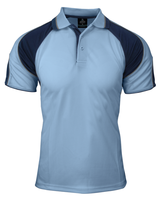MURRAY MENS POLOS - SKY/NAVY