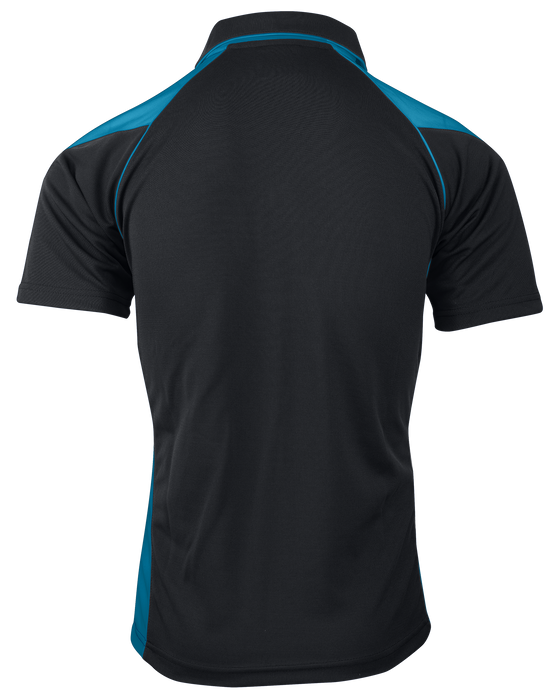 PREMIER MENS POLOS - BLACK/TEAL