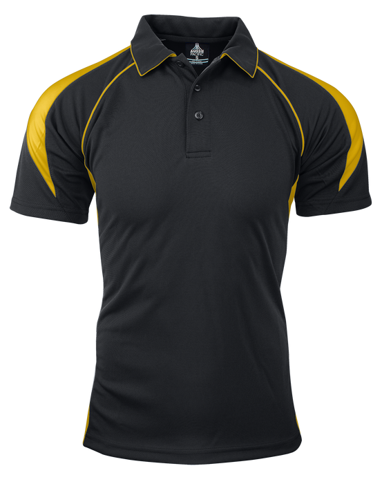 PREMIER MENS POLOS - BLACK/GOLD