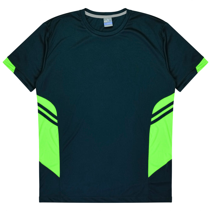 TASMAN KIDS TEES - NAVY/NEON GREEN