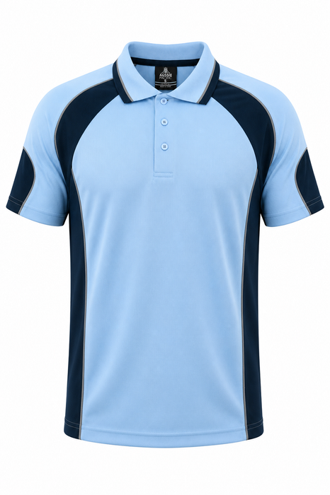 MURRAY MENS POLOS - SKY/NAVY