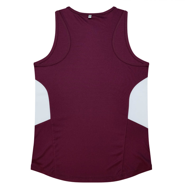 TASMAN LADY SINGLETS - MAROON/WHITE