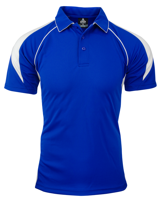 PREMIER MENS POLOS - ROYAL/WHITE