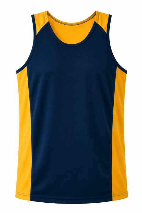 PREMIER MENS SINGLETS - NAVY/GOLD