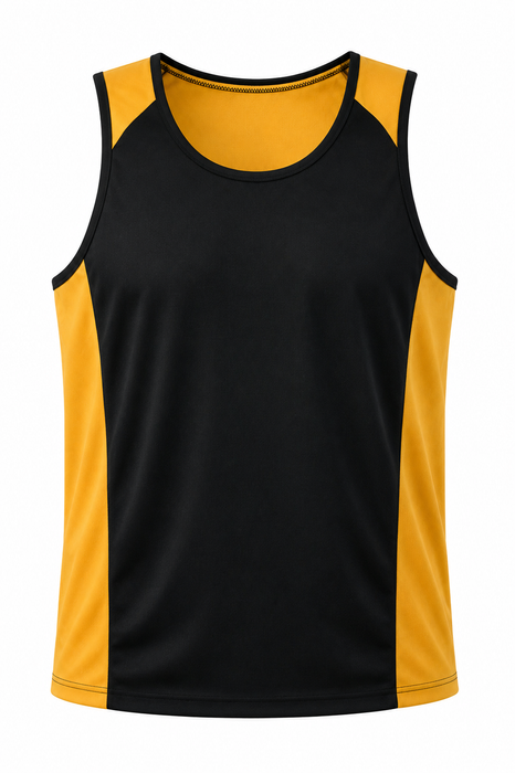 PREMIER MENS SINGLETS - BLACK/GOLD