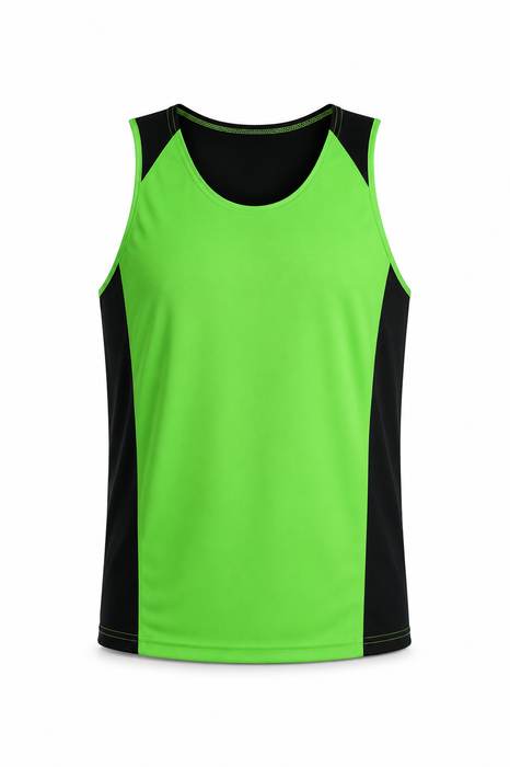 PREMIER MENS SINGLETS - APPLE/BLACK