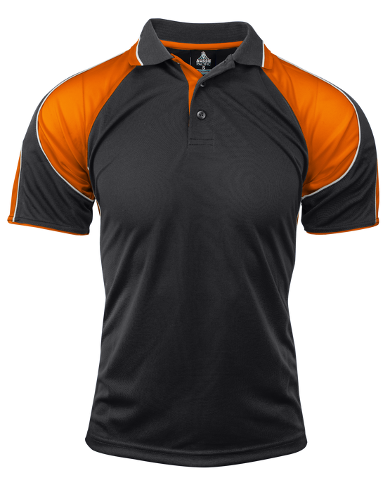 MURRAY MENS POLOS - BLACK/ORANGE