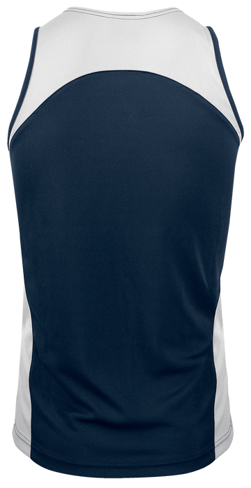PREMIER MENS SINGLETS - NAVY/WHITE