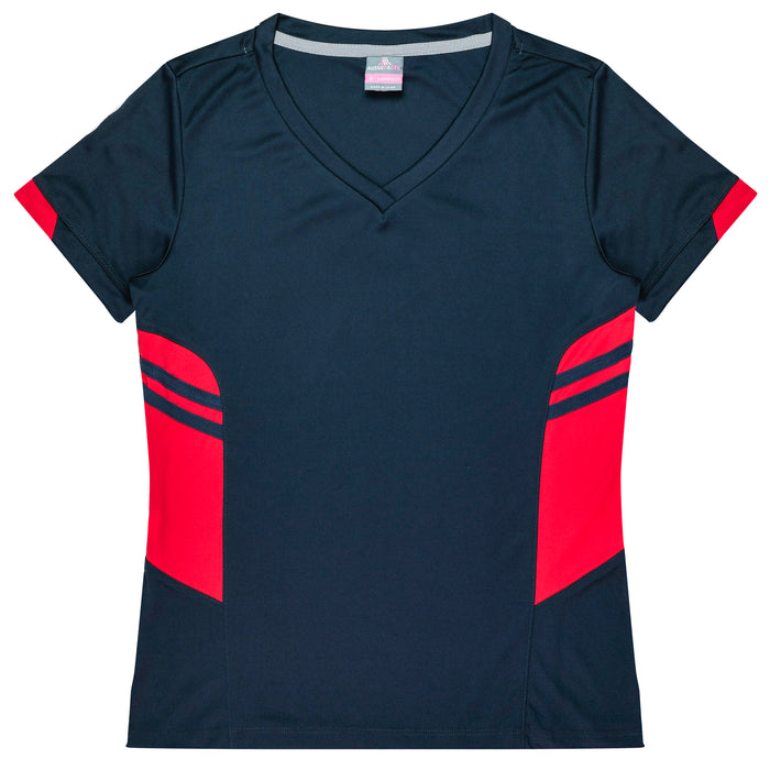 TASMAN LADY TEES - NAVY/RED
