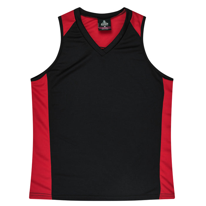 PREMIER LADY SINGLETS - BLACK/RED