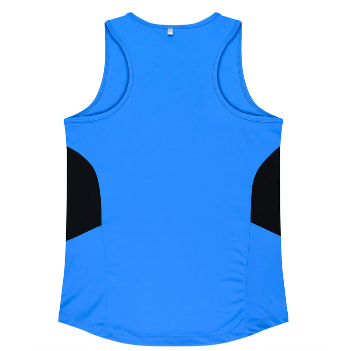 TASMAN LADY SINGLETS - CYAN/BLACK