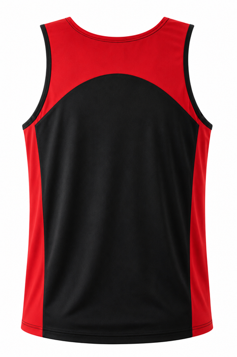 PREMIER MENS SINGLETS - BLACK/RED