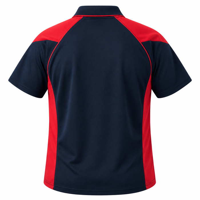 PREMIER MENS POLOS - NAVY/RED