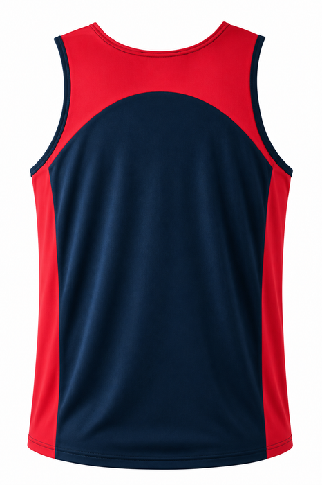 PREMIER MENS SINGLETS - NAVY/RED